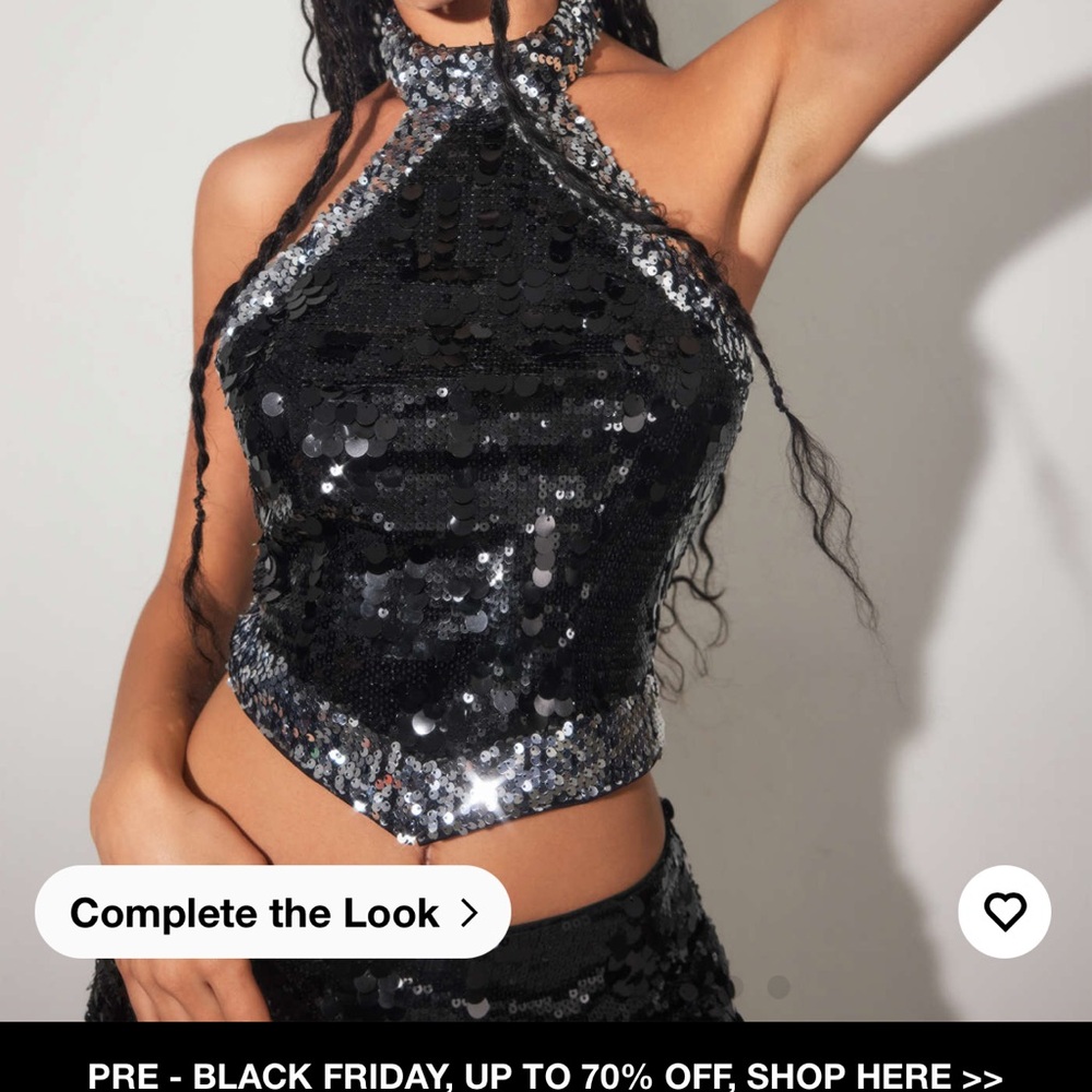 Cider Black Sequin Crop Top